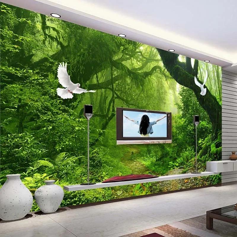 Large 3d Green Forest Wallpaper Big Tree Mural Living Room Tv Background Wall Mural