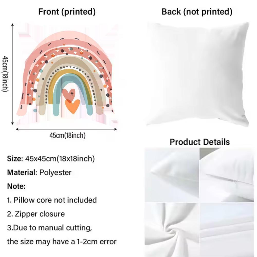 Rainbow Print Pillow Case Anti-Dustmite Pillowcase Invisible Zipper Silky Short Plush Sofa Cushion Cover