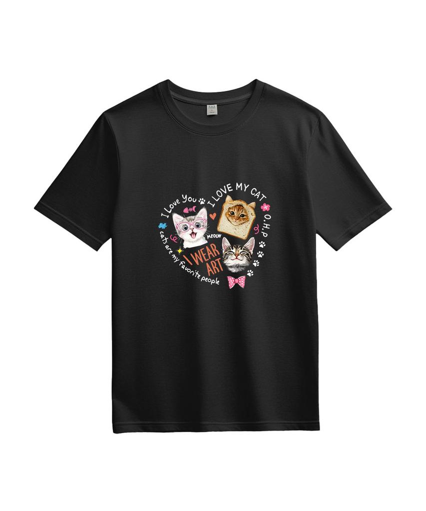 ONEHUNDREDPERCENT FOR WOMAN Ohpxharmonia Heart Cat Women Basic Short Sleeve Tee