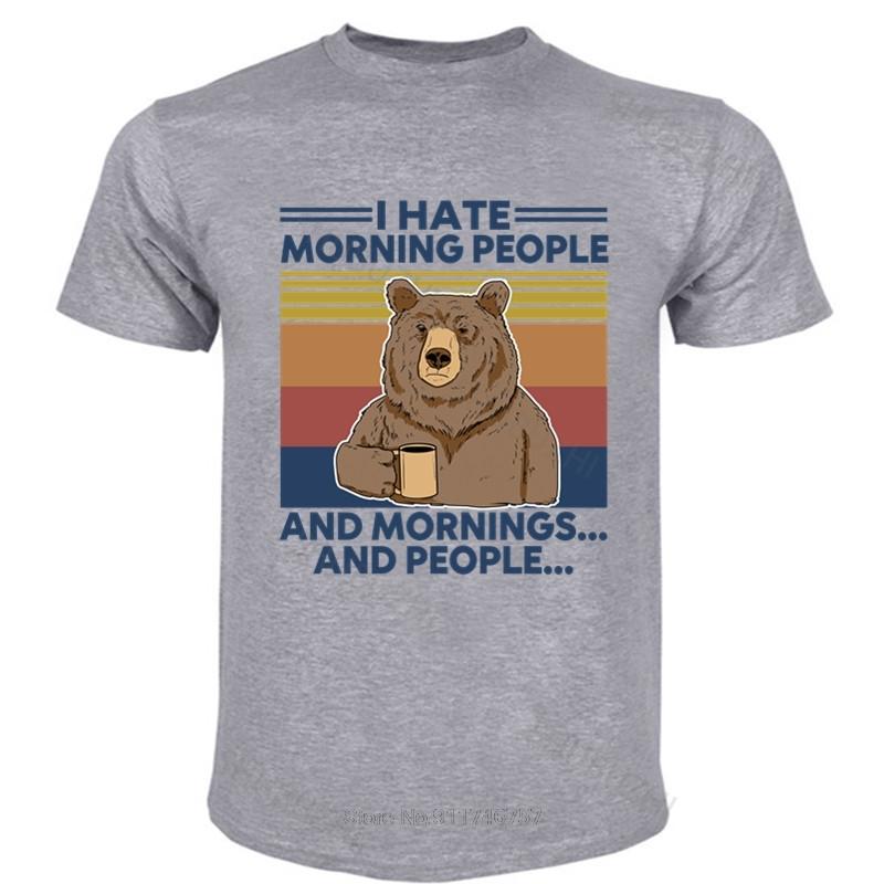 Funny Top Tees Mens Tshirt Mens Luxury Cotton T Shirt Bear That's What I Do Drink Coffee Hate People Know Things Vintage Neck
