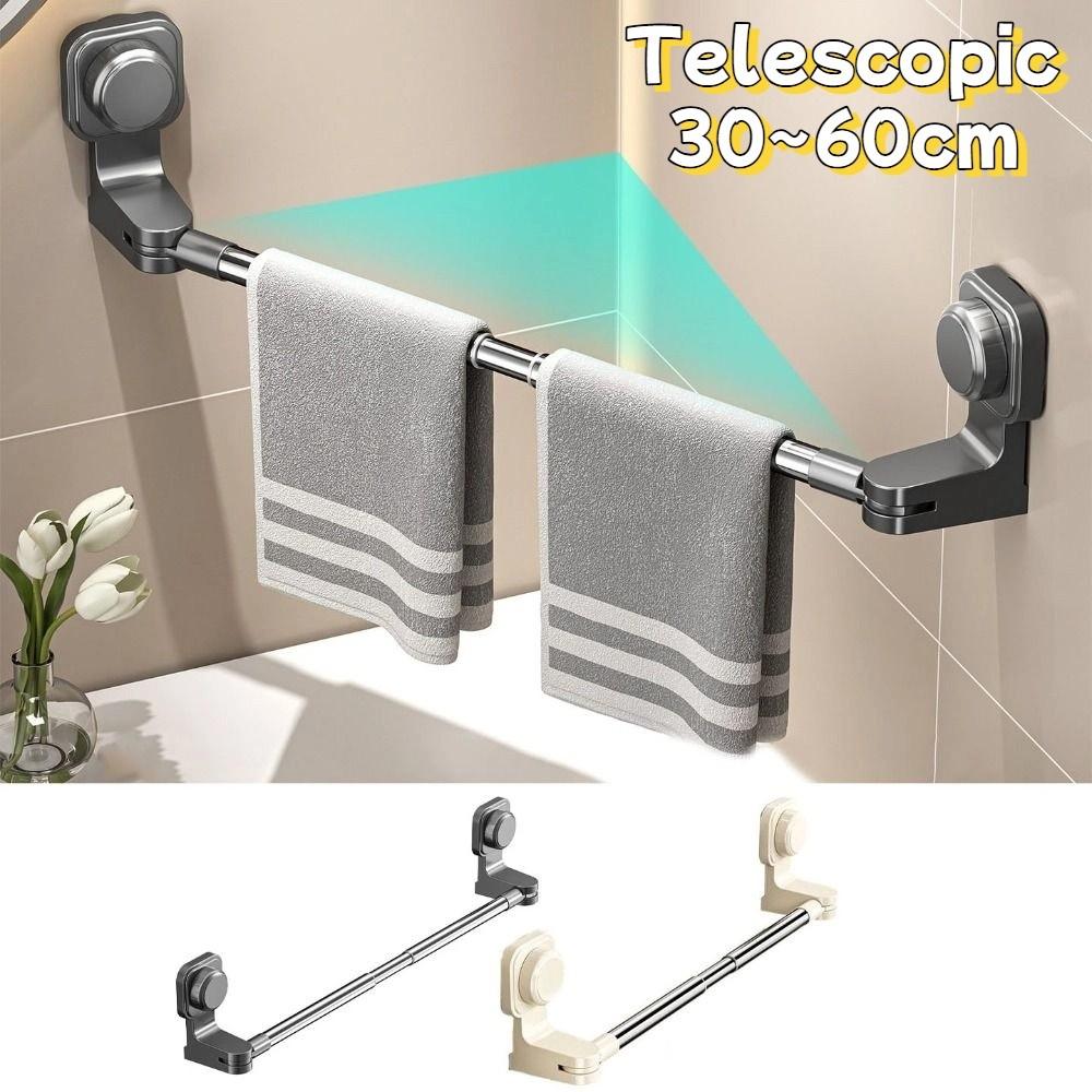 Wall-Mounted Suction Cup Towel Rack Strong Suction Rotatable Retractable Towel Bar Waterproof Space Saving Hanging Towel Holder