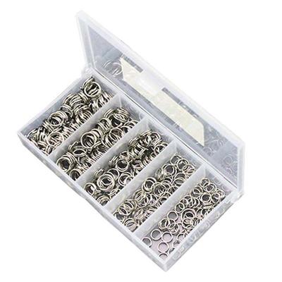 250 stuks Vissen Dubbele Ring Connector Hoge Koolstofstaal 5 Maten Vis Haak Snap Ring voor Crank Hard Lokaas Accessoires Tackle