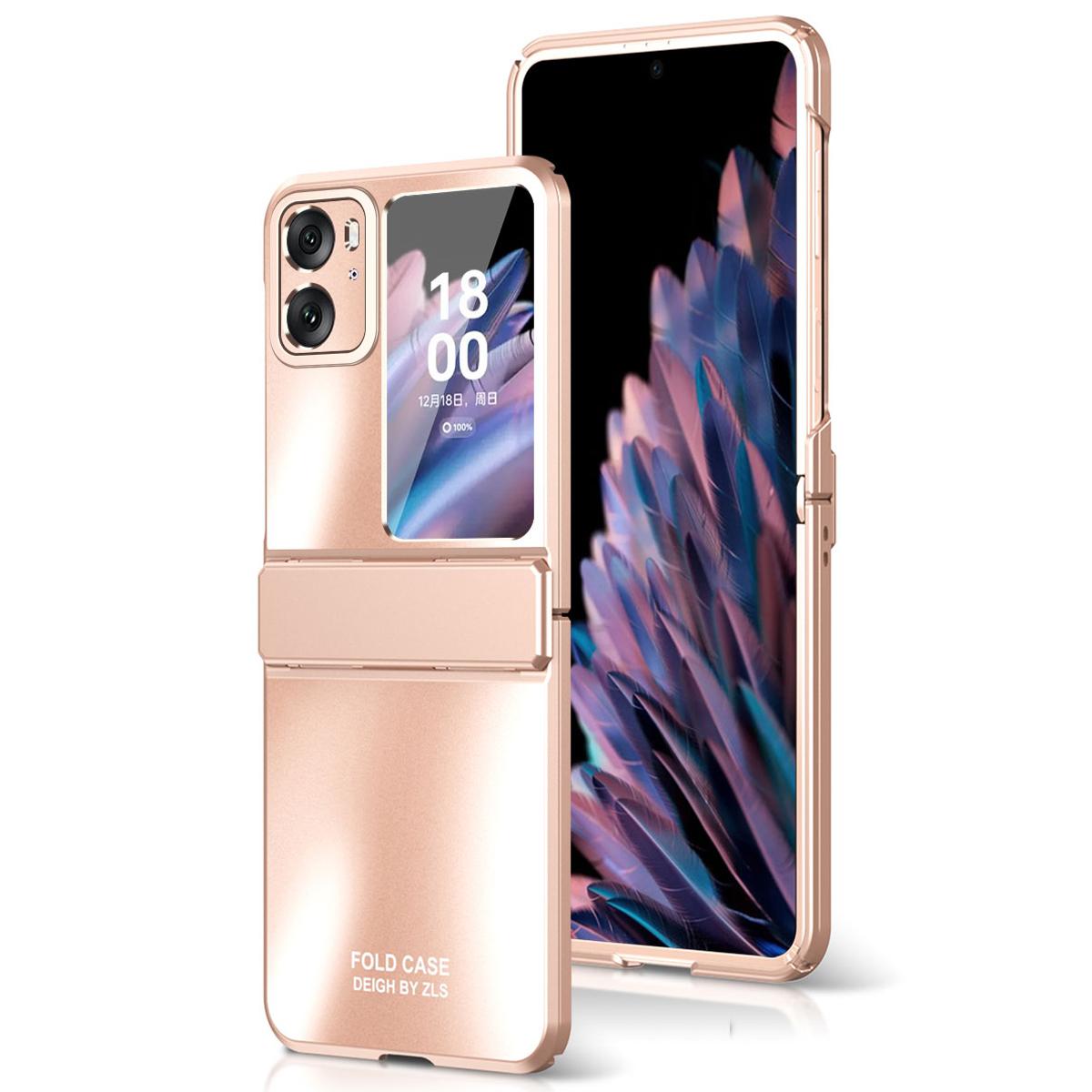 

For Oppo Find N2 Flip 5G PC Phone Case Matte Electroplating Anti-scratch Cell Phone Cover Rose Gold