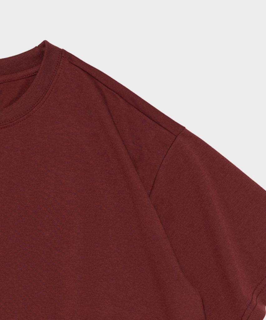 EMEIJIGEULAEM (Boxy Tee) Analog Lettering Logo Short Sleeve T-Shirt (Wine)