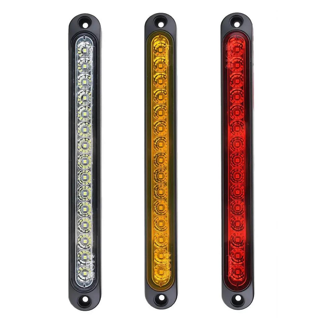 2PCS Amber 12-24V 15LED Flowing Water Turn Signal Light Rear Tail Light Bar Dynamic Flowing Indicator Stop Brake Light for Car