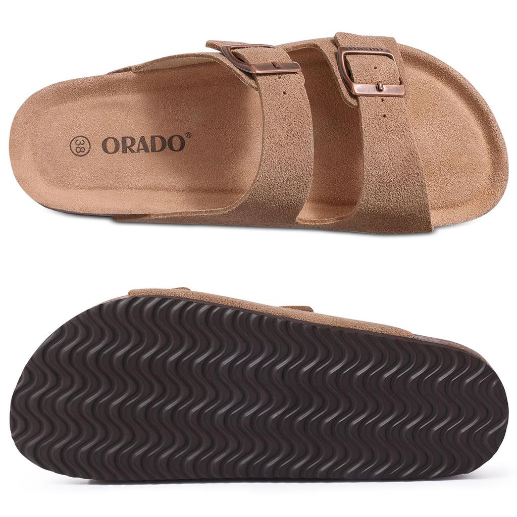 Fashion Shevalues Fashion Platform Cork Slippers For Women Classic Unisex Leather Suede Slippers Summer Beach Sandals With Double buckle