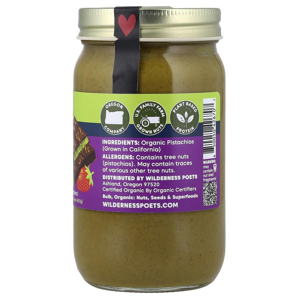 Wilderness Poets, Pistachio Butter, Ultra Creamy, 16 oz (453 g)