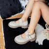 Spring and Autumn New Girls' Leather Shoes Lace Bow Versatile Single-Layer Shoes