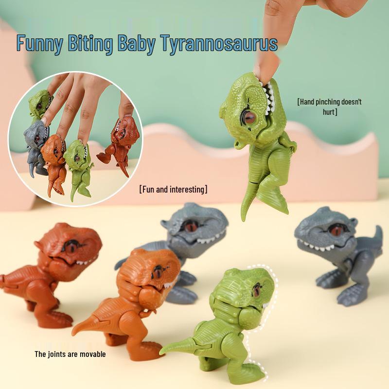 

Мини Подвижный Сустав Палец Кусающий Динозавр Брелок - Тираннозавр Рекс Игрушечная Модель Украшение Подарок