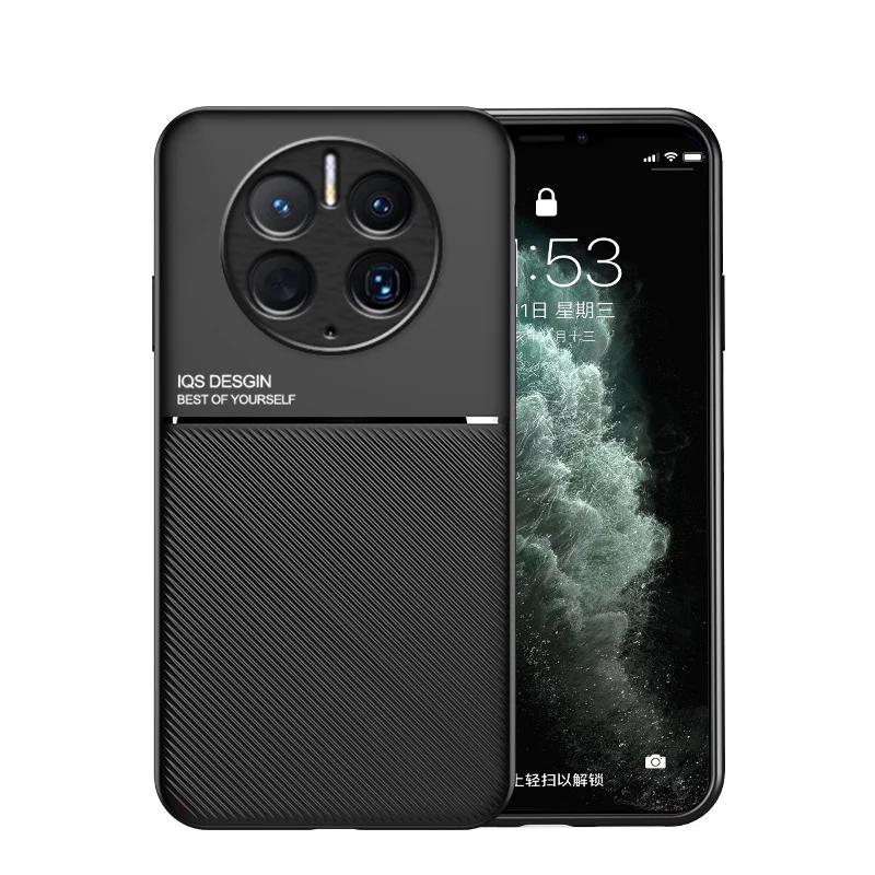 For Huawei Mate 50 Pro Case Car Magnetic Leather Cover Soft Frame Funda On For Mate 50 Pro Mate50 Pro Phone Cases Capa