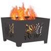 Fire Pit Black 60 X 60 X 40 Cm Steel