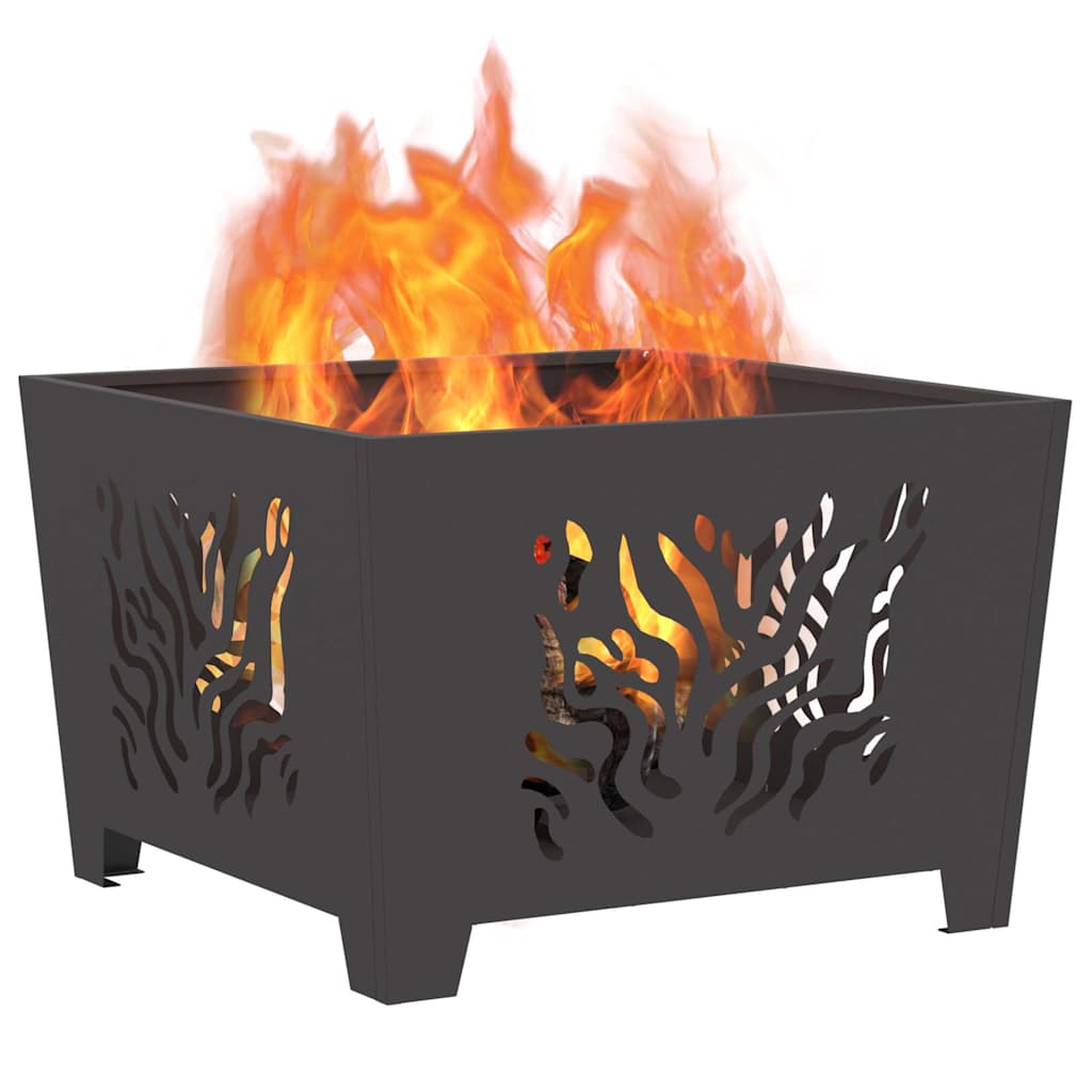 Fire Pit Black 60 X 60 X 40 Cm Steel