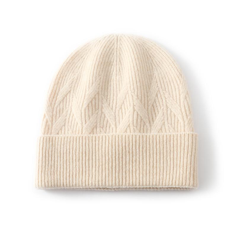 % Pure wool autumn and winter knitted hat fashion bag head ear protection warm cold hat soft cold hat children's dome hat