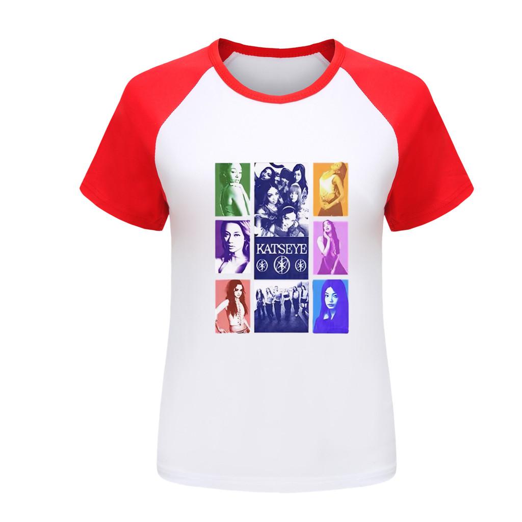 5321 Girls Fashion KATSEYE Print Raglan Short Sleeve T-Shirt