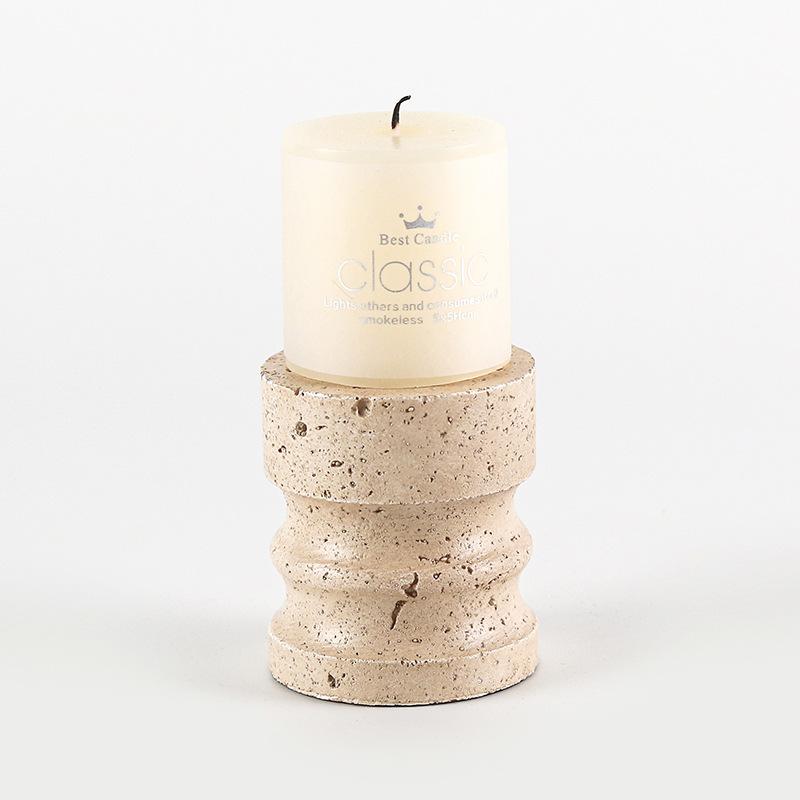 Style Imitation Travertine Candlestick Nordic Minimalist Bed and Breakfast Accessories Aromatherapy Candle Tray Zen Dining Table Entrance Decoration