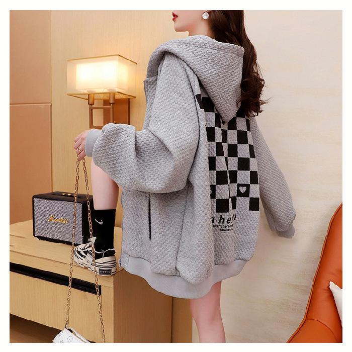 

Women s White and Gray Plaid Hooded Jacket - Lightweight Spring/Summer 2022 Design 3XL (95-120 kg) серый