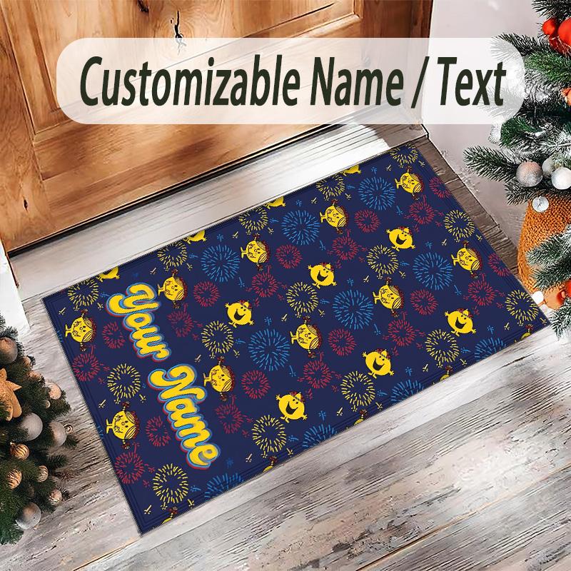 Personalized Crystal Velvet Carpet Custom Name Text,Mr. Men & Little Miss Anti Slip Area Rug For Home Decoration