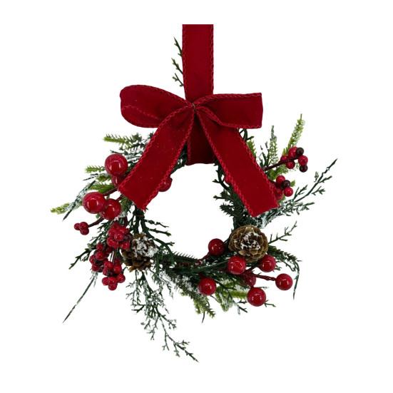 Christmas Cabinet Wreath Pine Needles Berries Pine Cones Decor Kitchen Shelves Indoor Outdoor Garland