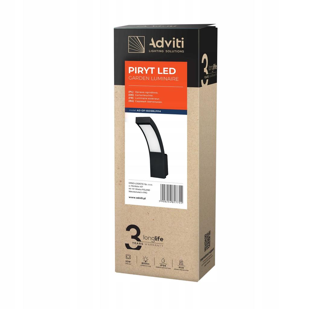 Lampa Elewacyjna Ogrodowa Kinkiet Led 10W Ip54