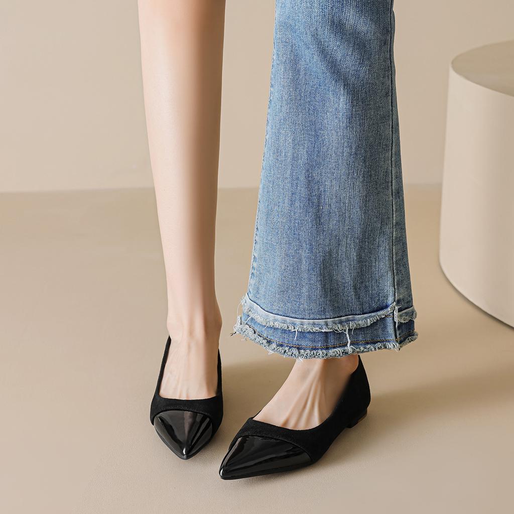 - French pointed toe nude flat shoes women's single shoes ladyshoes one pedal ladyshoes