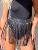Fustă Mini Fishnet cu Franjuri Strălucitoare 2026 - Stil Sexy European și American