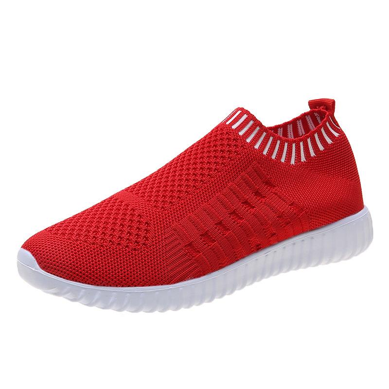 Atmungsaktive Flyknit Leichte Freizeitsport-Schuhe für Damen, Runde Zehenpartie, Modisch, Große Größe 43