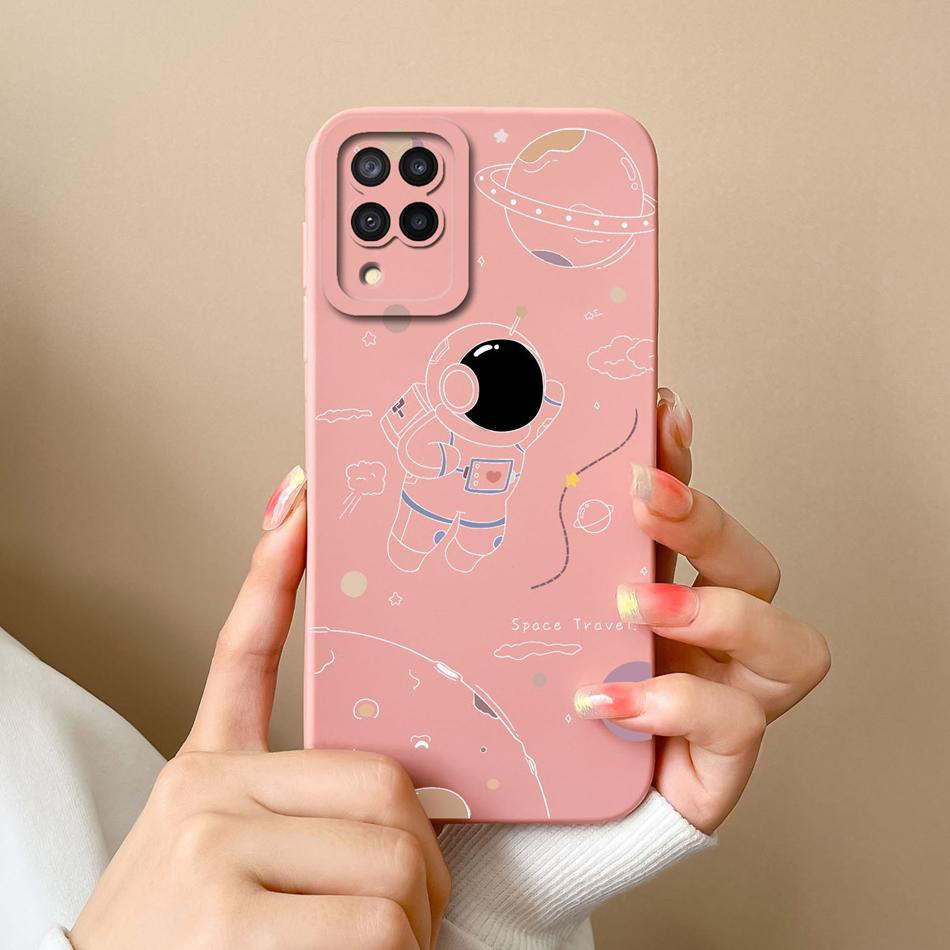 Für Samsung M22 M32 Hülle Bemalte Blumen Upgrade Flüssigsilikon Linsenschutz Handy Rückseite Für Galaxy M 32 M 22 Fundas