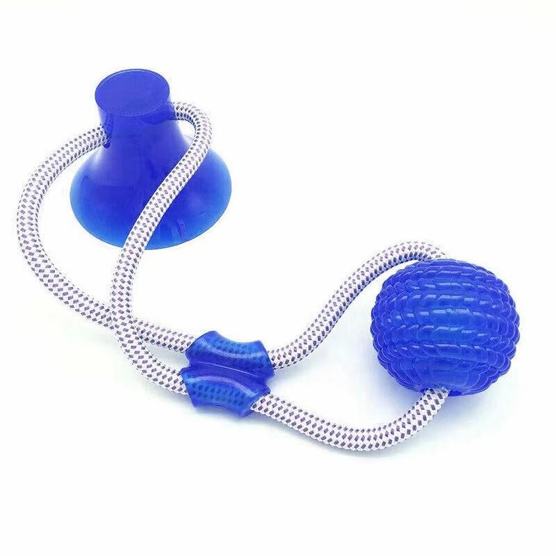 Strong Suction Cup Dog Ball Interactive Tug Rope Toy For Medium Large Dog Tug War Molar Chew Relieve Stress Teeth Clea Self Play синий
