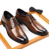 Fashion 2025 New Designer Pointed Wedding Shoes for Men Solid Color Fashion Casual Leather Shoes Male Lace Brown Business Derby Shoe Man