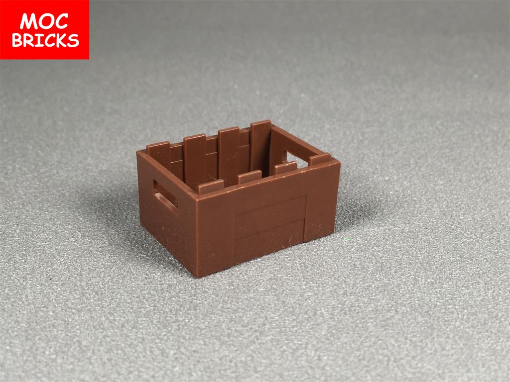 10 Stück/Los MOC Steine Brauner Behälter Kiste mit Griffen Lebensmittel Obst Kiste Korb 30150 Bausteine Spielzeug Kinder Geschenke