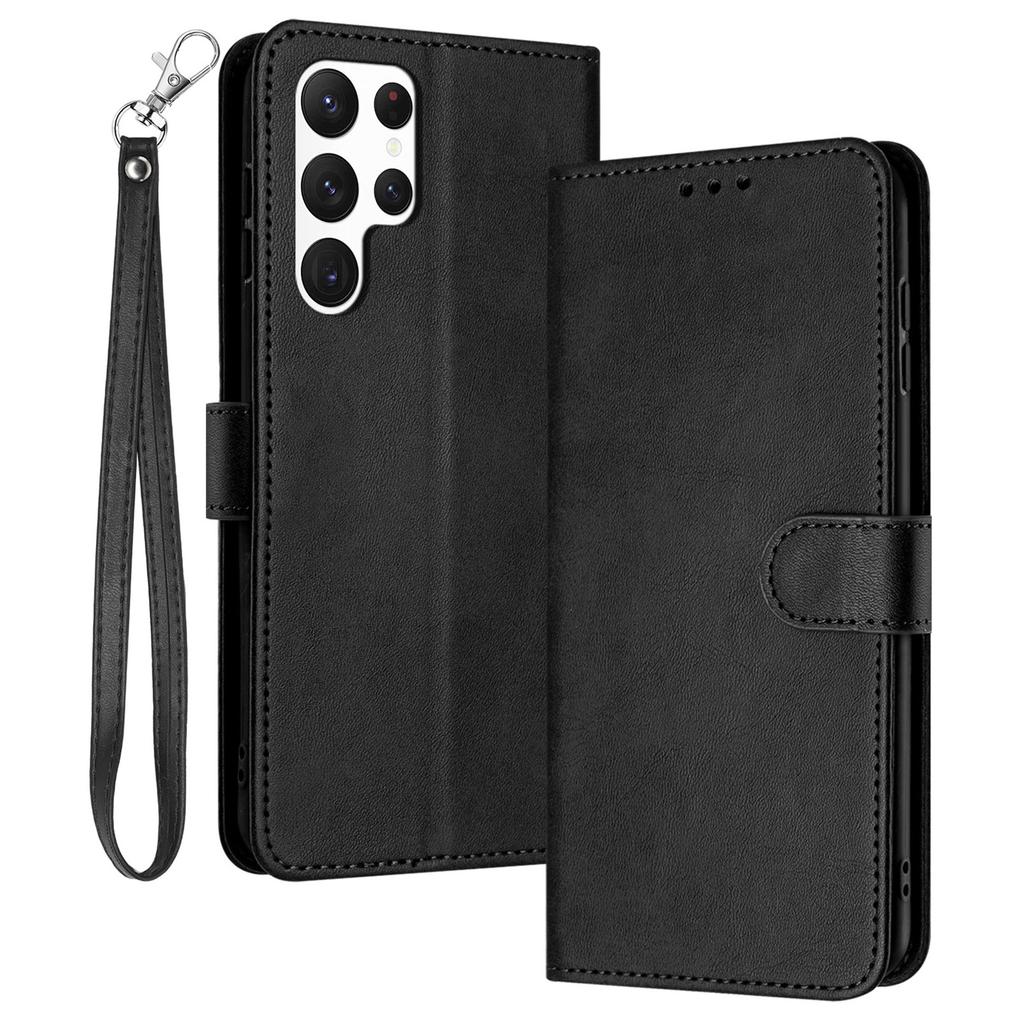 For Samsung Galaxy S25 Ultra Case Flip Stand PU Leather Wallet Phone Cover Calf Texture