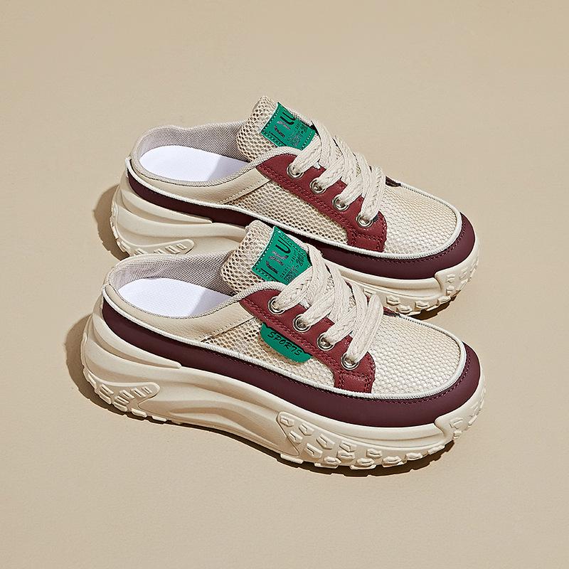 

2025 Летние Женские Белые Холщовые Повседневные Туфли на Платформе - Корейский Стиль (HB6808-2) Size 35 красный