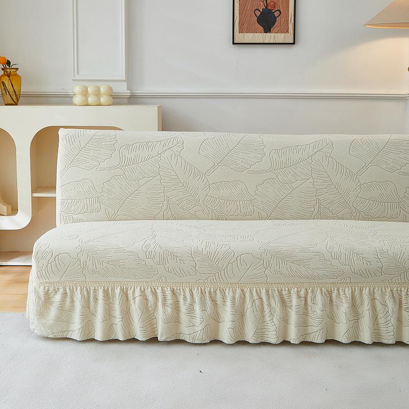 Armless Futon Cover Stretch Sofa Bed Slipcover Protector Elastic Feature Rich Textured High Spandex Small Checks Jacquard