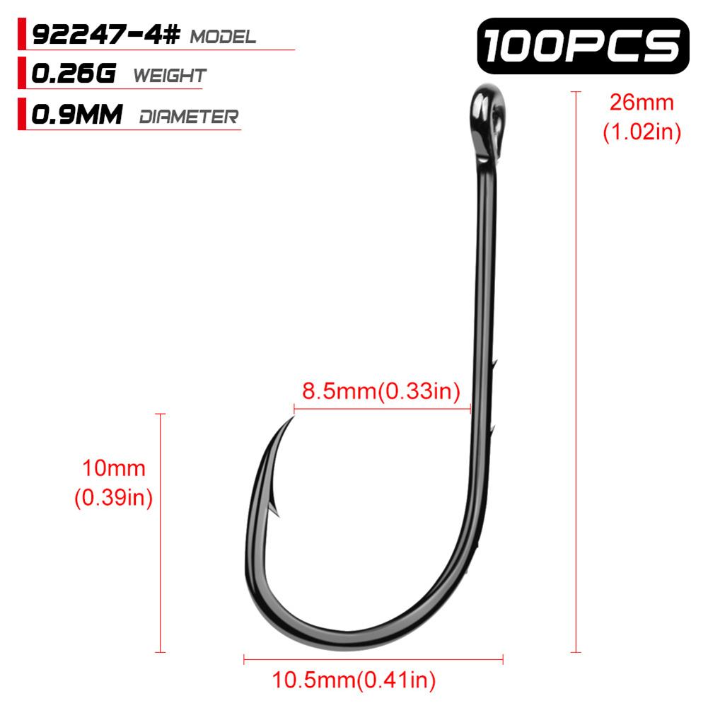 100pcs High Carbon Steel 1#-6/0# Fishing  Hook Single Barbed Hook Fishing Accessories