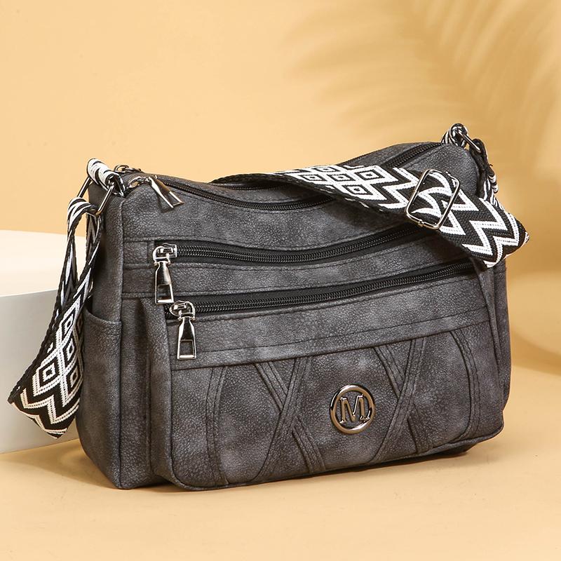 Umhängetasche Mehrfachfächer Weiches Leder Damentasche Muttertasche