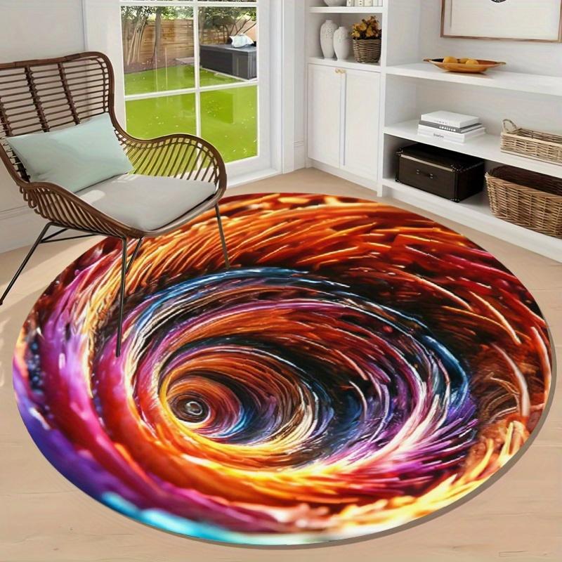 

3D Round Carpet Gorilla Stone Flame Earth Moon Non-slip Rug for Bedroom Living Room Durable Floormat 40x40cm