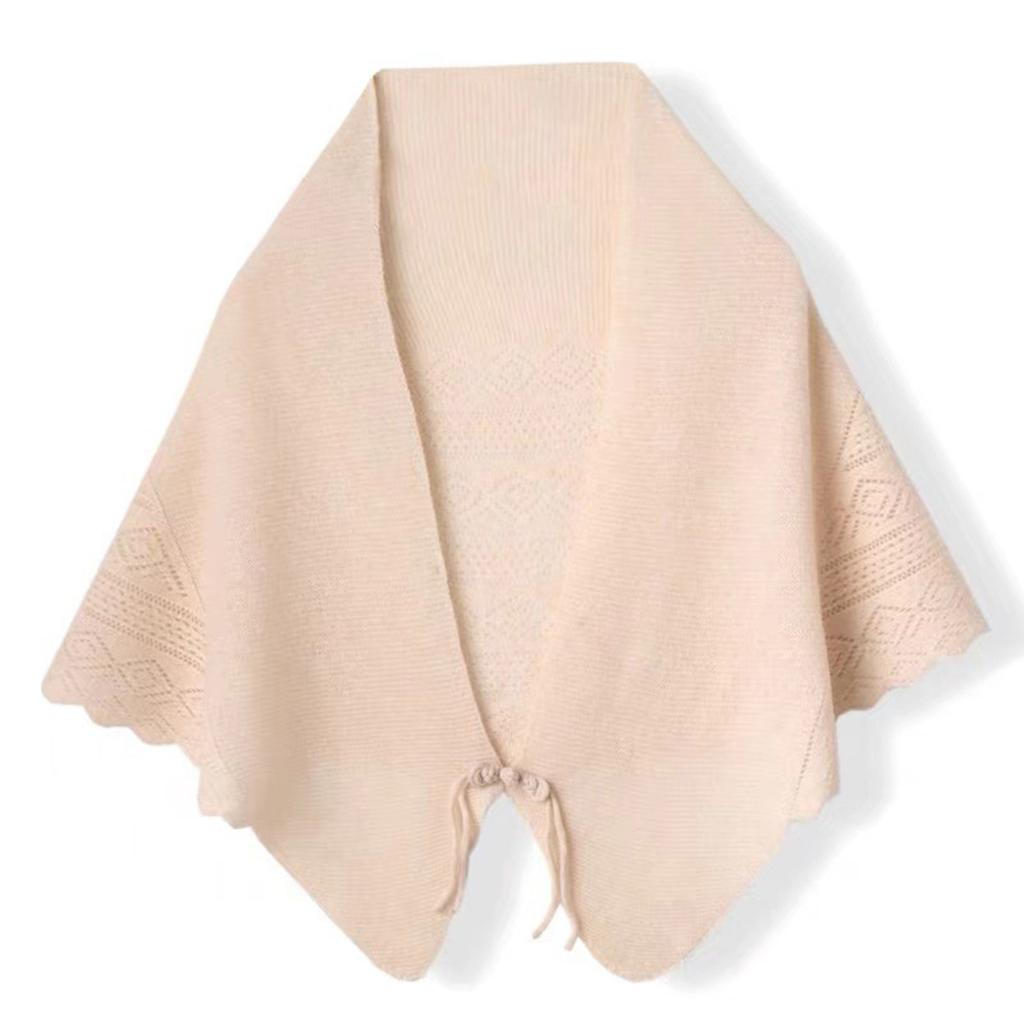 Ladies' Fashionable Cashmere Shawl With Hollowed Out Knitted Western-style Button Scarf For Warmth, Small Cape