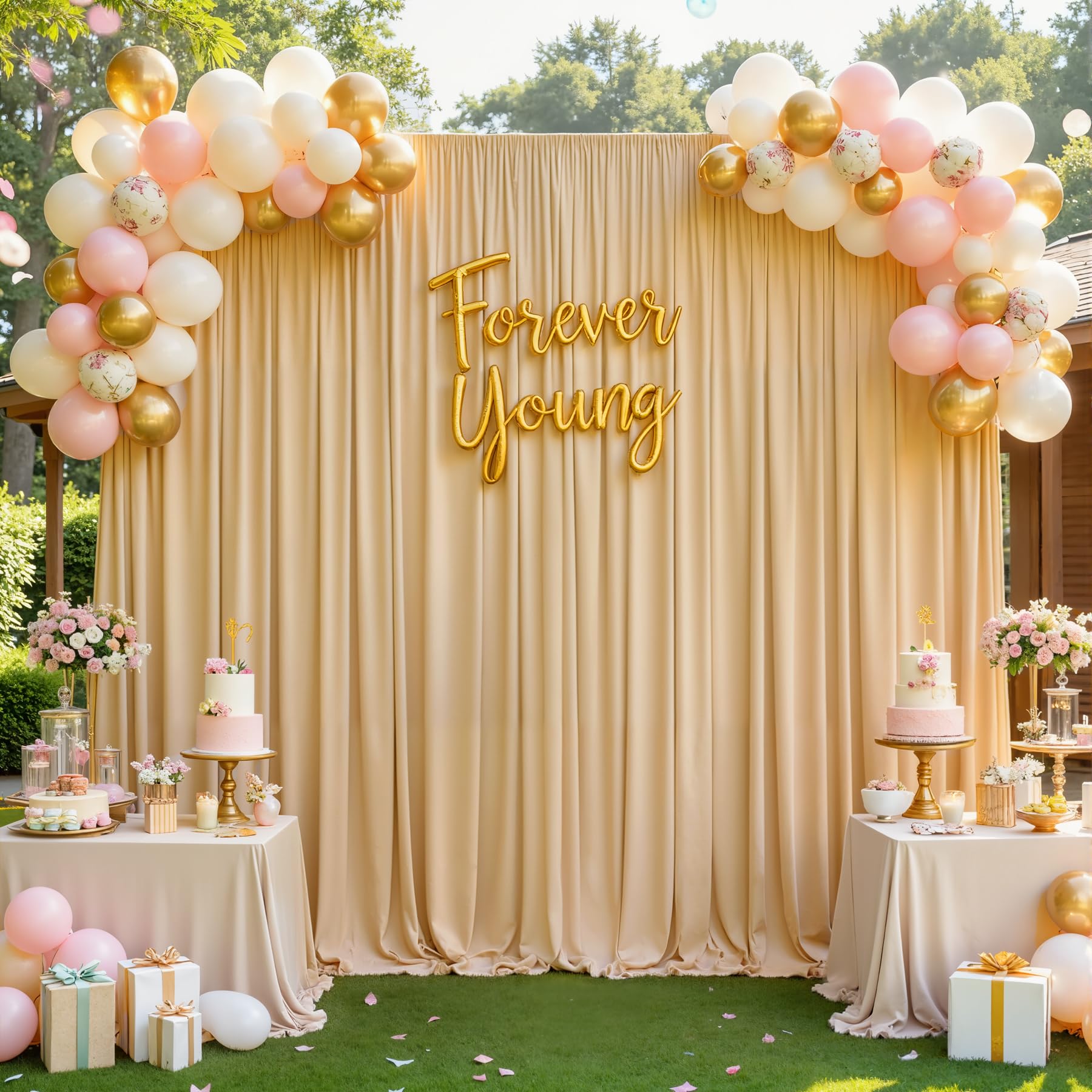 

Wrinkle Free Backdrop Curtain, Soft Silky Polyester Wedding Backdrop Curtains for Parties Birthday Photography Background Cloth 1PC W75xH215cm&Rod Pocket&1 panel шампанского
