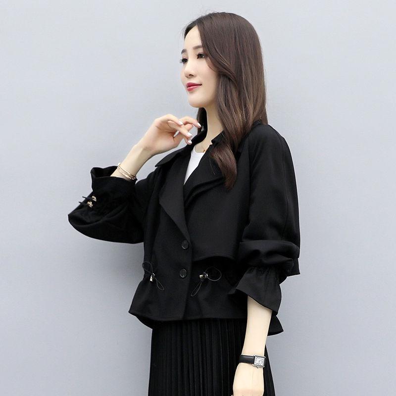 Giacca a vento da donna con colletto rovesciato Cappotto Capospalla Cappotto Monocolore Trench Top aderenti Cappotto