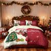 3pc Merry Christmas Cartoon Santa Claus Printed Chipless Quilt Set Multi Size Bedrooms Dormitory Bedding Holiday Decoration