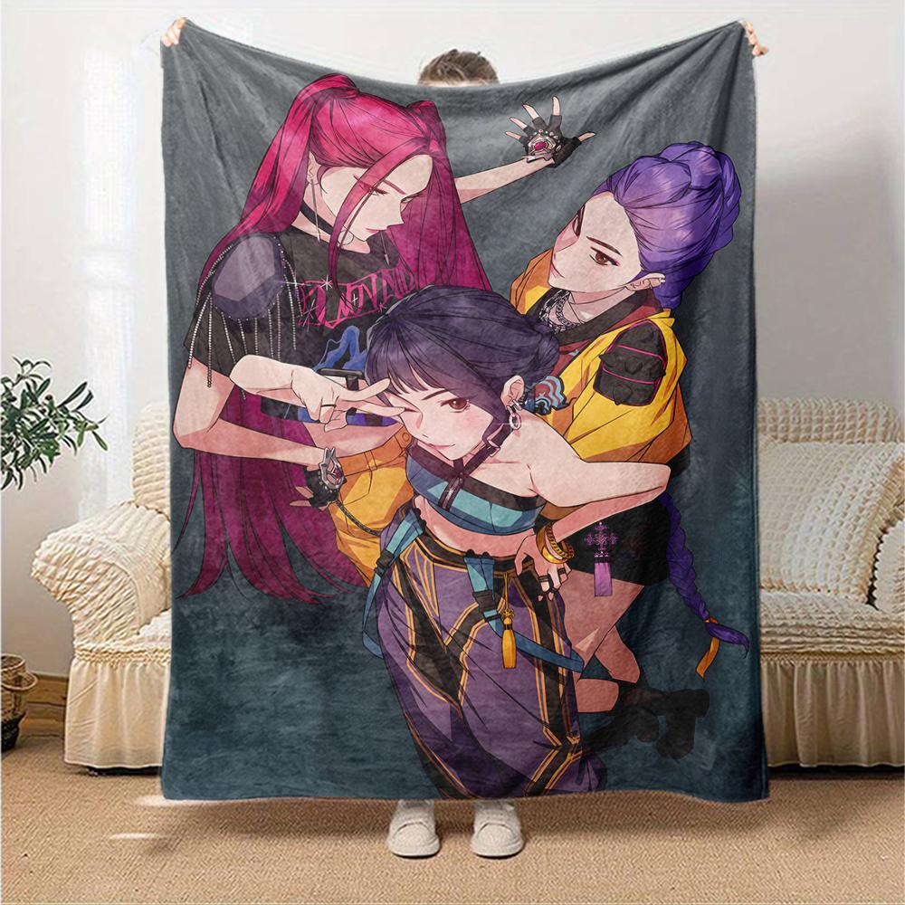 1pc KPop Demon Hunters11 Blanket, Gift, for Men and Women, Soft Blanket, Good for Sofa Bed Couch Travel, Lightweight Flannel Blanket