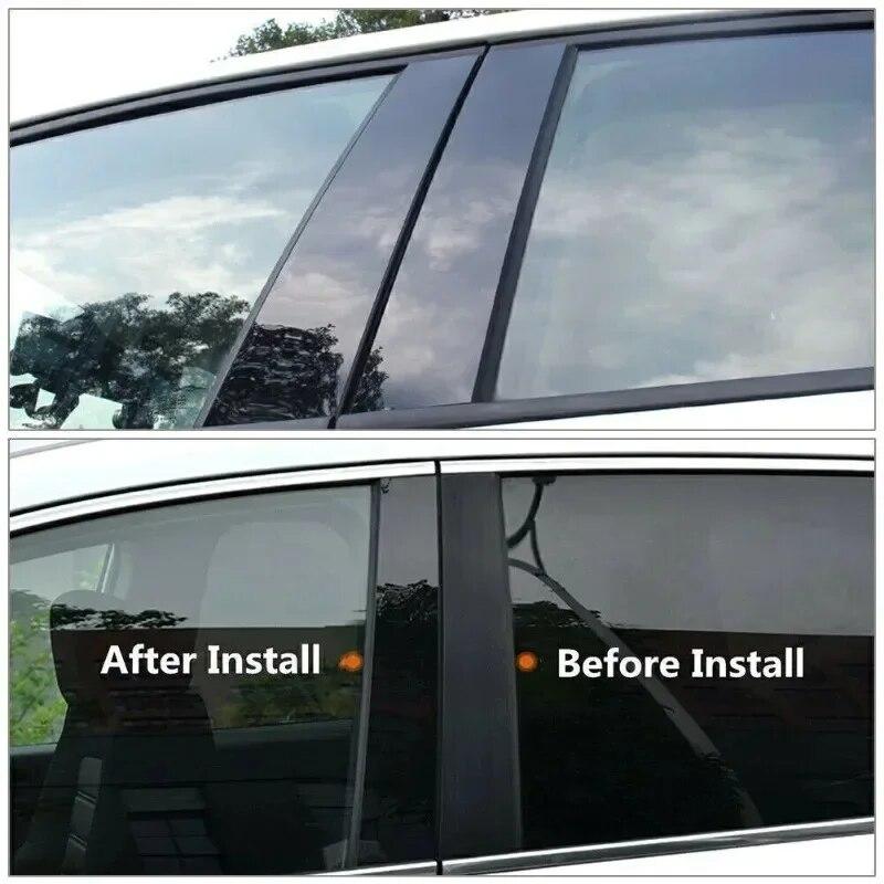 6Pcs Window Trim Cover Stickers Decoration Exterior Side Door Pillar Posts Car Accessories Fit For Hyundai Santa Fe 2019-2023