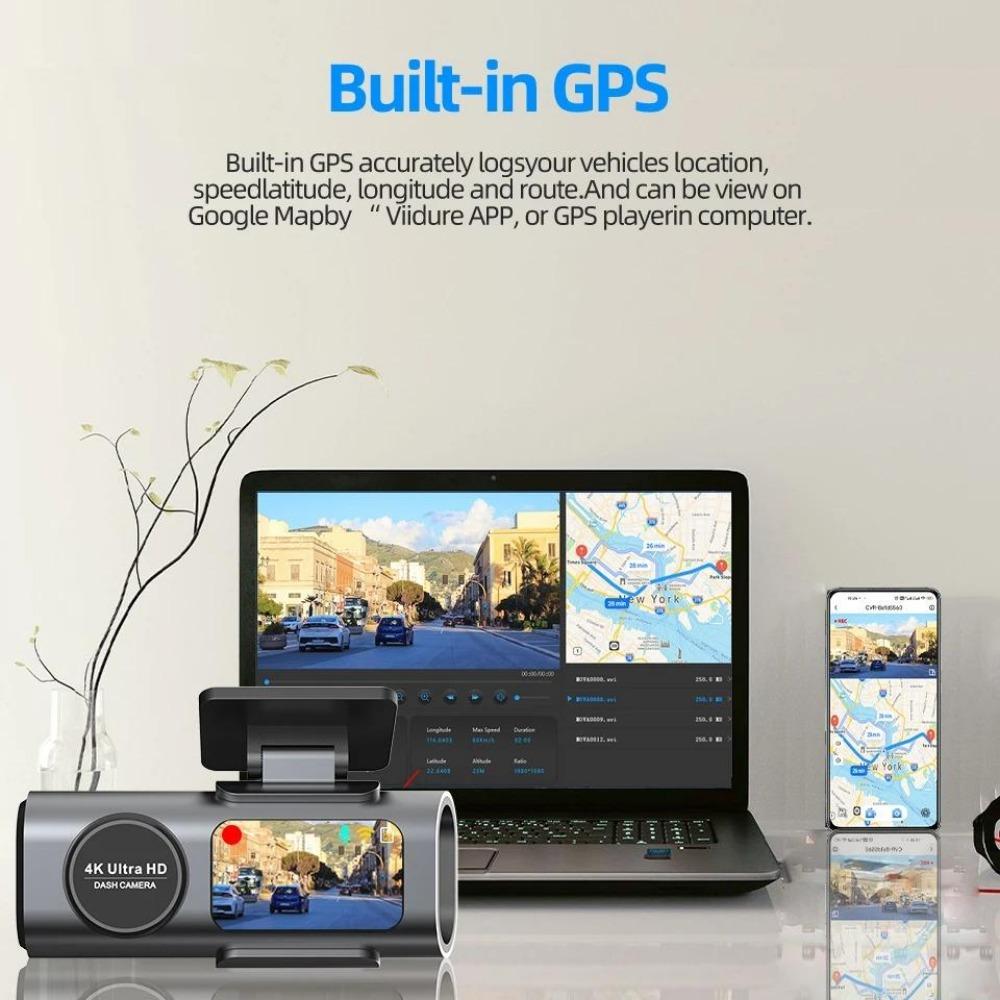 מצלמת דרך 4K קדמית ואחורית, WiFi מובנה, זווית רחבה 170°, ראיית לילה, ניטור חניה 24 שעות, חיישן G, WDR, מסך IPS בגודל 1.47 אינץ' מצלמת דרך לרכב