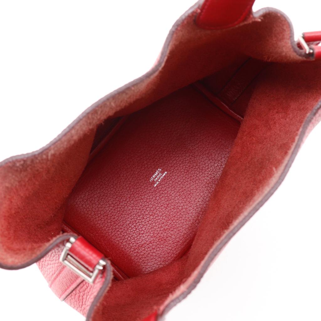 HERMES Picotin Lock18 PM Handbag Red/Silver Hardware Taurillon Clemence Women Used