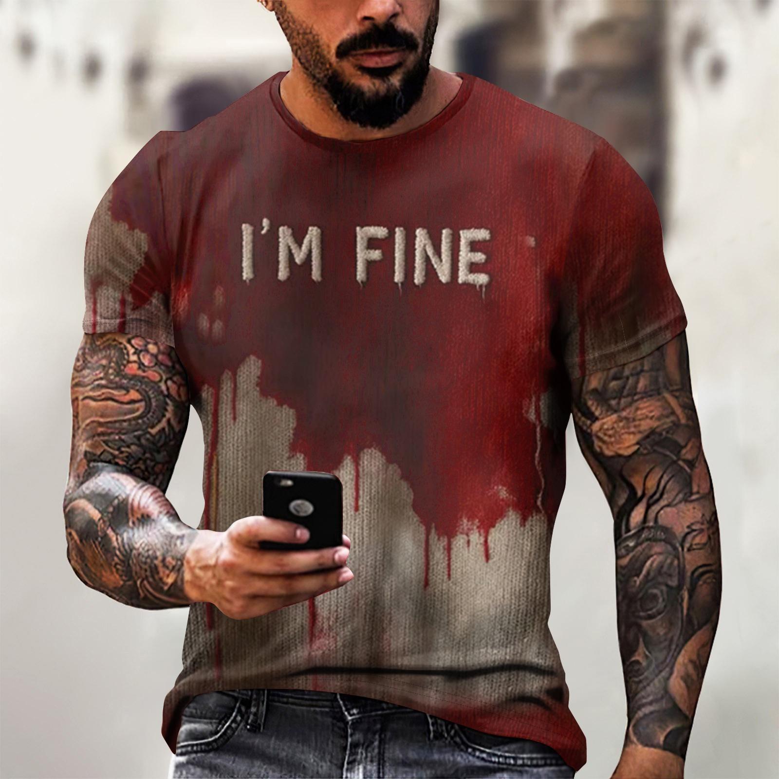 

Футболка на Хэллоуин, мужская, повседневная, с круглым вырезом, с рисунком брызг крови, топы с коротким рукавом и кровавым принтом ужасов M винный