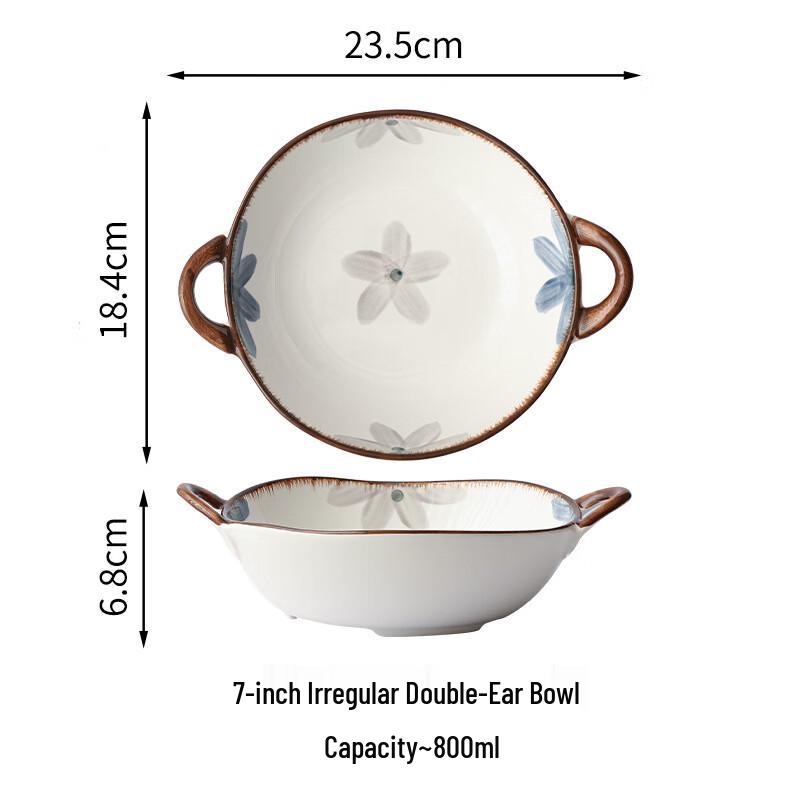 Ceramic Double-Ear Bowl Tableware Set