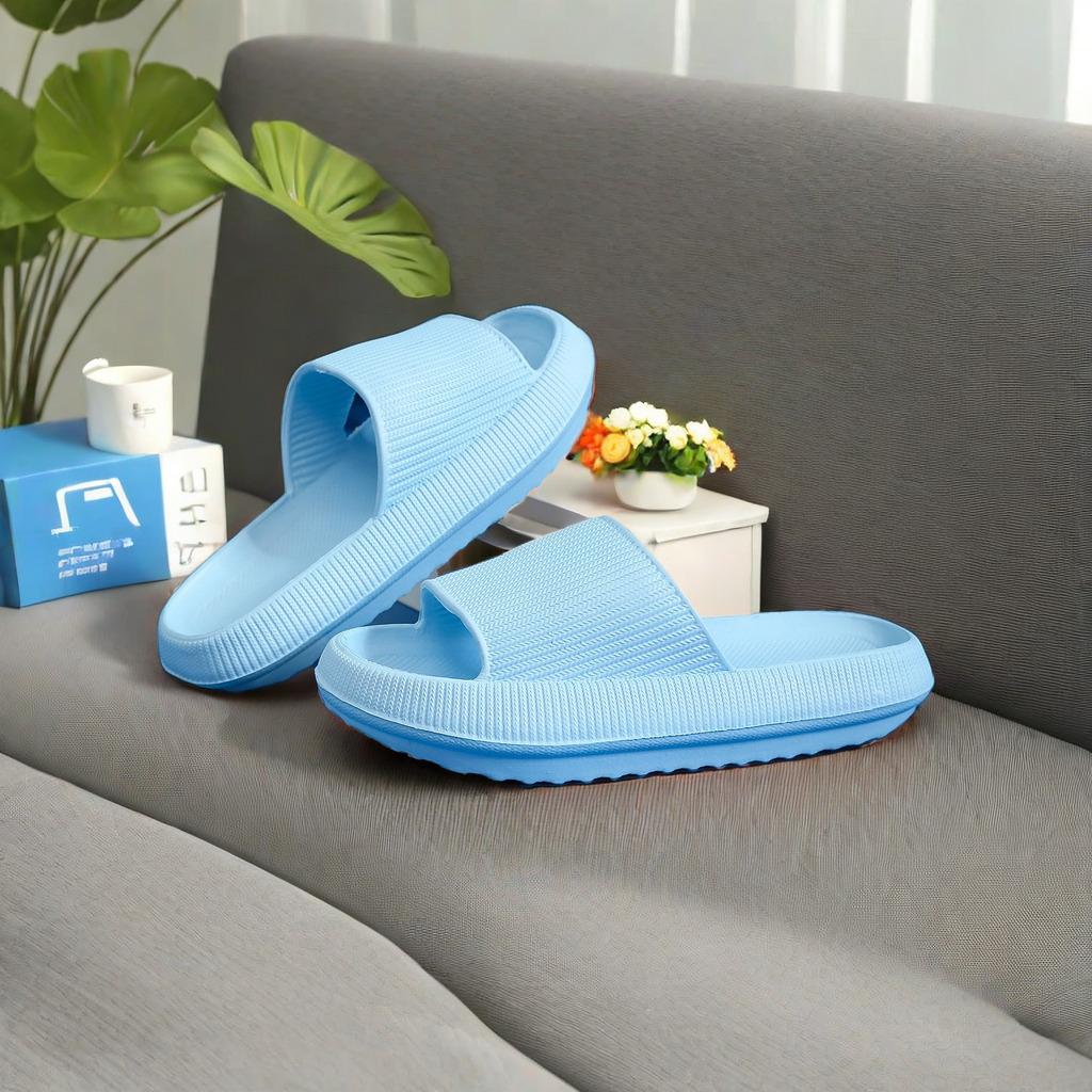 

Домашние тапочки Летние Унисекс тапочки Толстая платформа Сандалии Нескользящие Тапочки для ванной Женская обувь 44/45 небесно-голубой