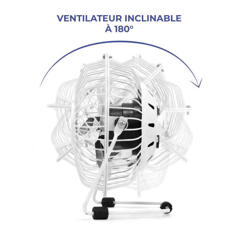Pullman - Mini Ventilateur De Bureau Usb - Portable, Léger, Orientable - En Métal Blanc