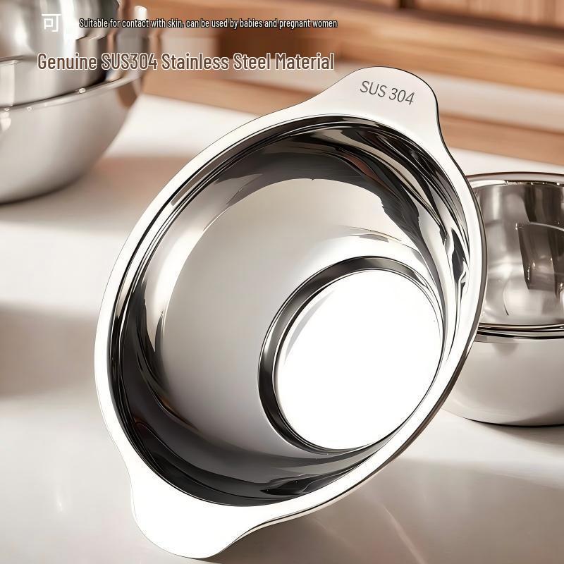 Double-Handled Large Capacity 304 Stainless Steel Soup and Noodle Bowl