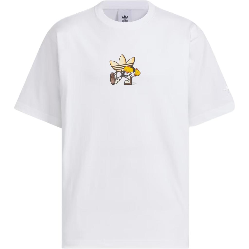 Adidas Originals Graphic Tee Simple Round Neck Loose Short Sleeve T-Shirt Men Tops White KC3112